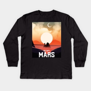 Occupy Mars Retro Kids Long Sleeve T-Shirt